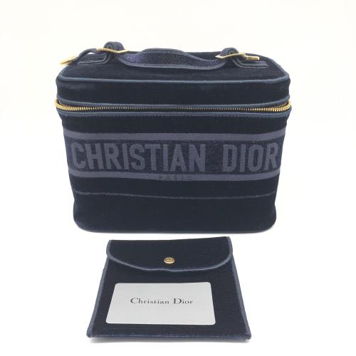 Christian Dior Blue Velvet Vanity Case With Logo