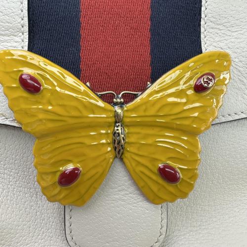 Gucci White Leather Butterfly 2way Bag photo 8