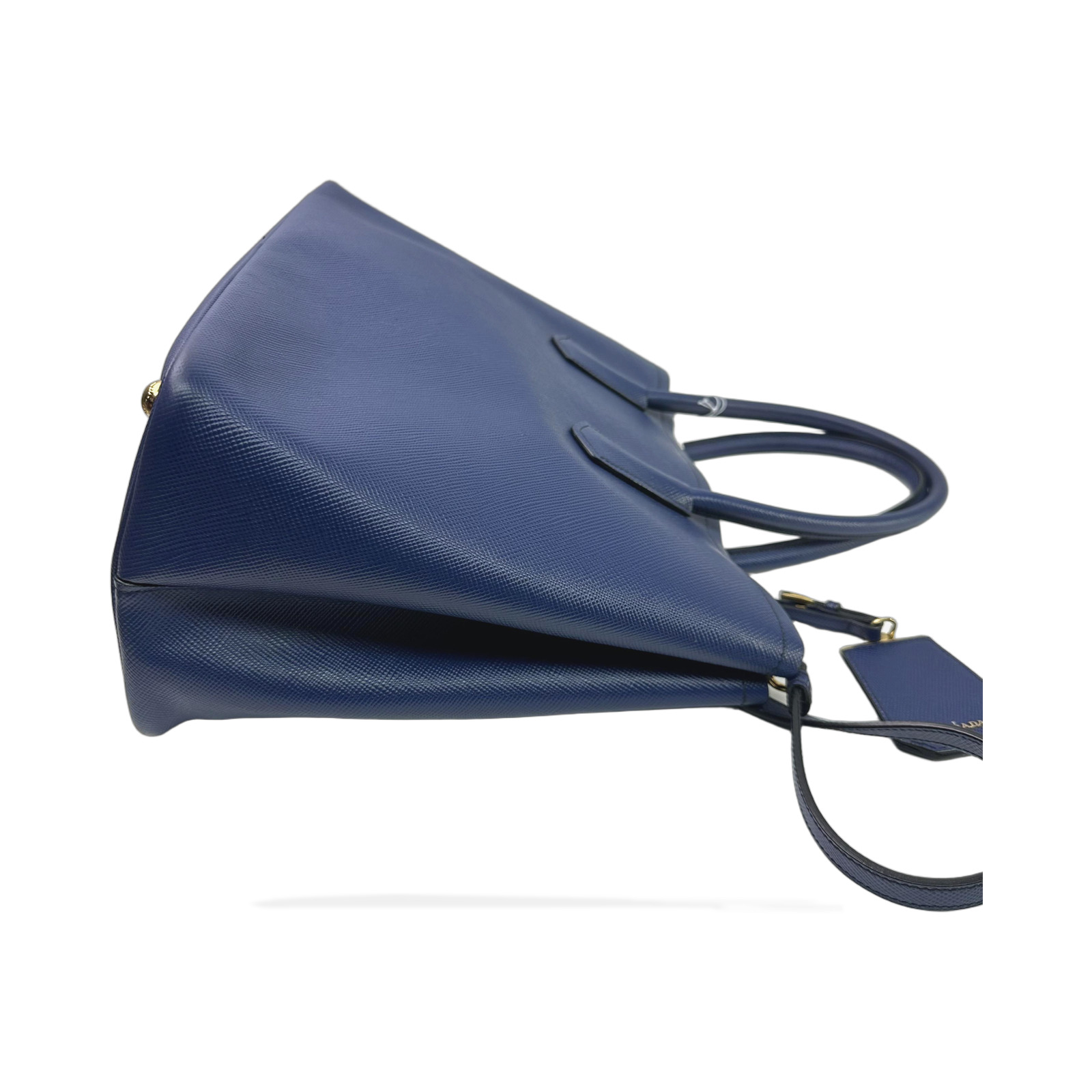 Prada Blue Saffiano Leather Double Handle Tote Bag photo 4