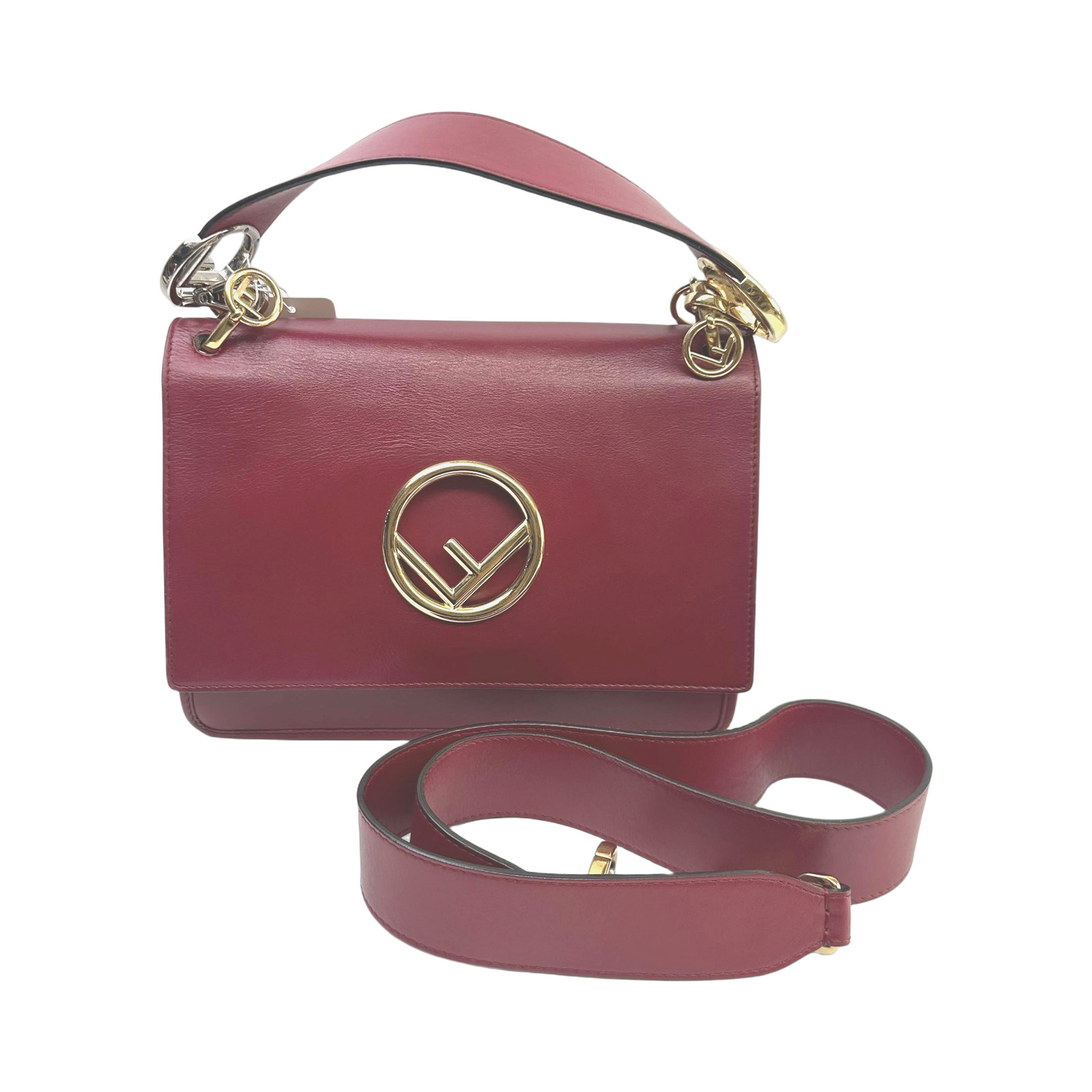Fendi Red Leather Kan I Shoulder Bag