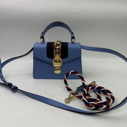 Gucci Blue Leather Sylvie Crossbody Bag
