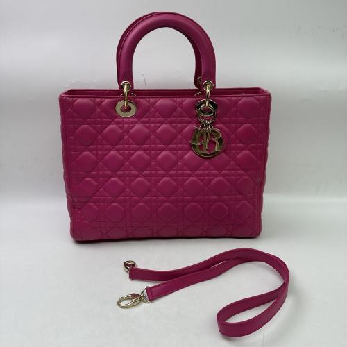 Christian Dior Pink Cannage Leather Lady Dior Handbag