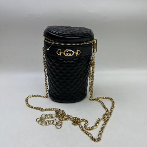 Gucci Trapuntta Leather Belt Crossbody Bag Black