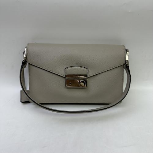 Prada Gray Saffiano Leather Sound Flap Bag