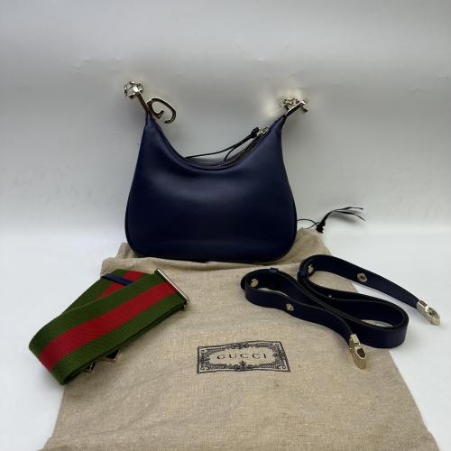 Gucci Navy Leather Attache Shoulder Bag