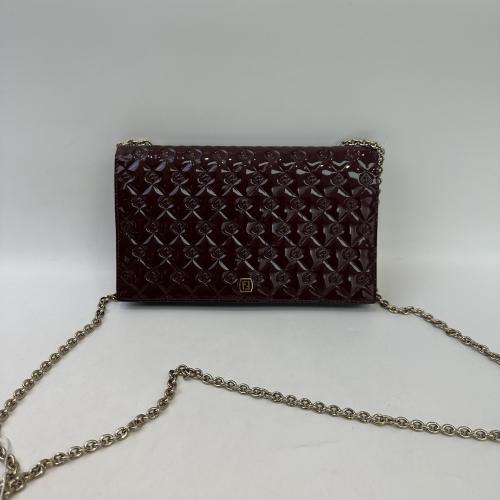 Fendi Burgundy Patent Leather Fendilicious Wallet on Chain