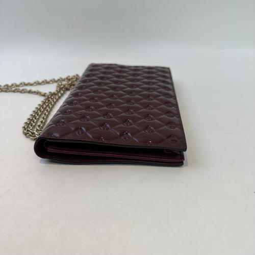 Fendi Burgundy Patent Leather Fendilicious Wallet on Chain photo 5