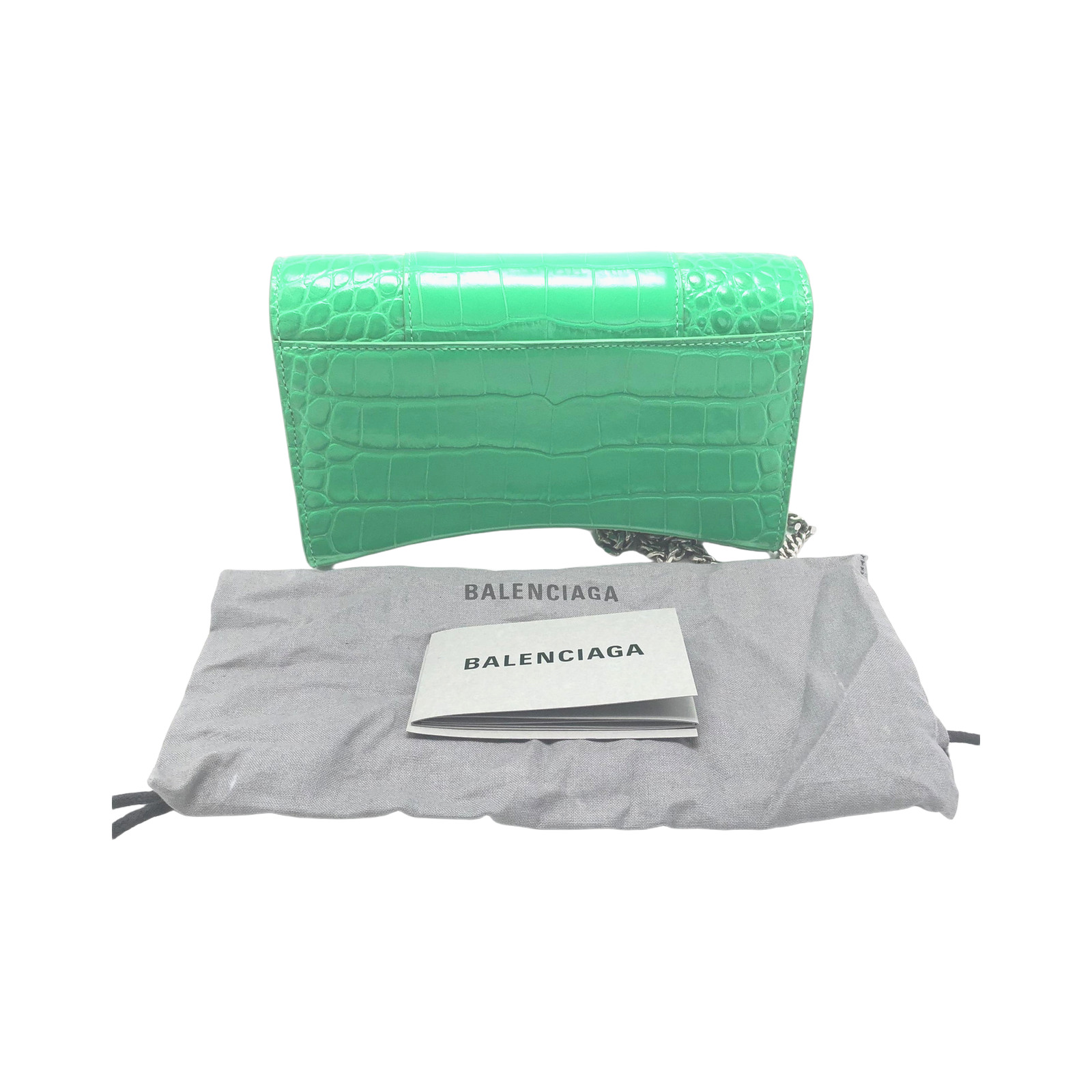 Balenciaga Shiny Calfskin Crocodile Embossed Hourglass Chain Bag photo 3