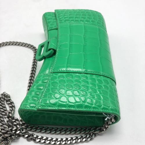 Balenciaga Shiny Calfskin Crocodile Embossed Hourglass Chain Bag photo 6