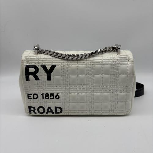 Burberry White Horseferry Print Quilted Lola, Silver Chain Strap photo 2