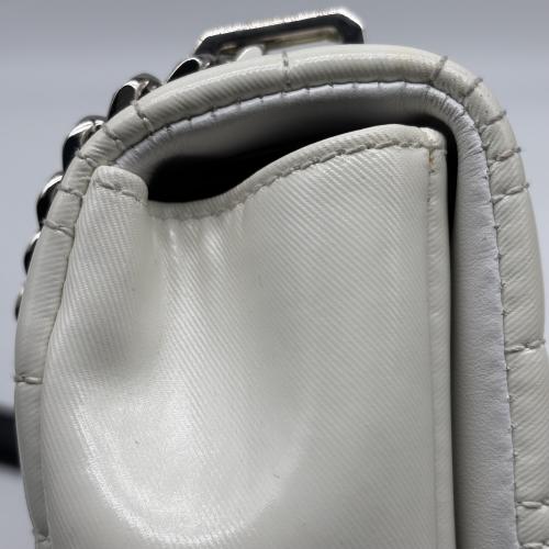 Burberry White Horseferry Print Quilted Lola, Silver Chain Strap photo 6