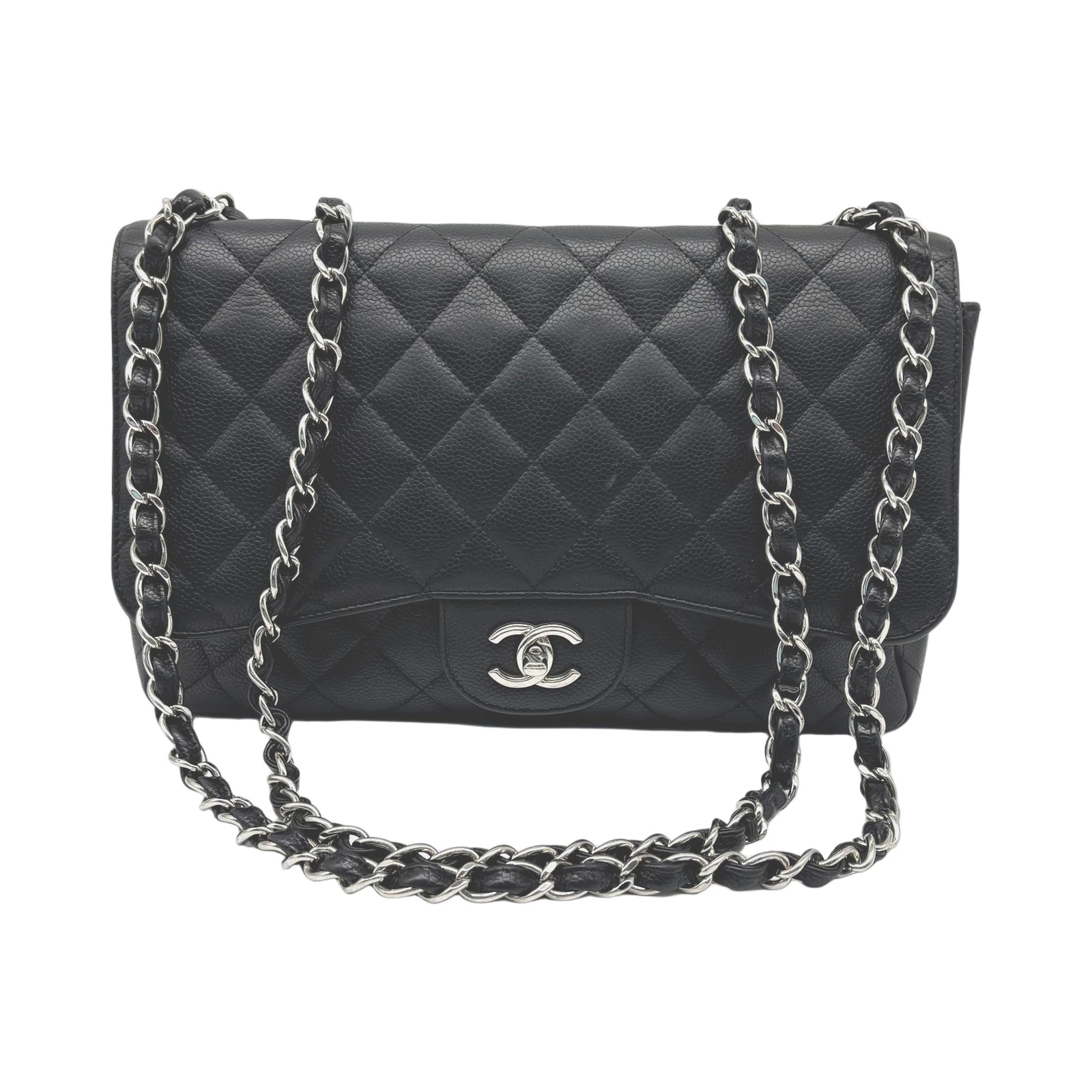 Chanel Black Caviar Leather Jumbo Classic Flap Bag photo 2