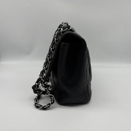 Chanel Black Caviar Leather Jumbo Classic Flap Bag photo 7