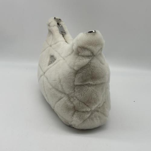 Prada White Quilted Shearling Crossbody Bag photo 7