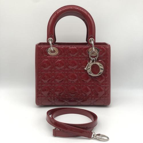 Christian Dior Red Patent Leather Lady Dior Handbag