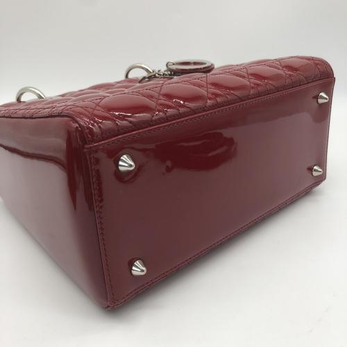 Christian Dior Red Patent Leather Lady Dior Handbag photo 3
