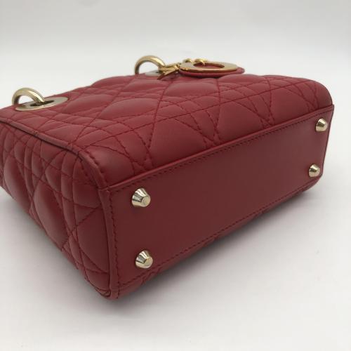 Christian Dior Red Lambskin Mini Lady Dior Handbag photo 3