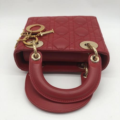 Christian Dior Red Lambskin Mini Lady Dior Handbag photo 6