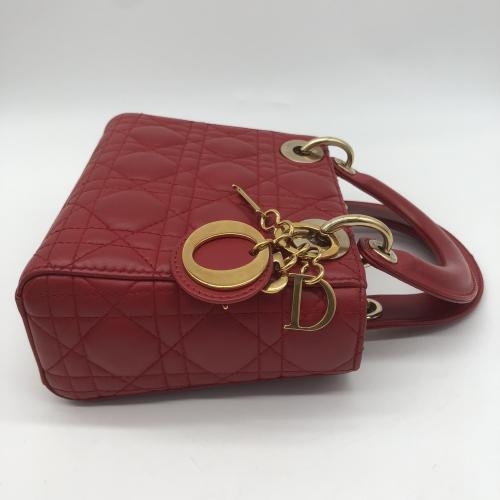Christian Dior Red Lambskin Mini Lady Dior Handbag photo 8