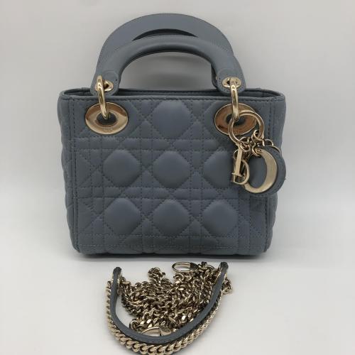 Christian Dior Lambskin Cannage Micro Lady Dior Cloud Gray