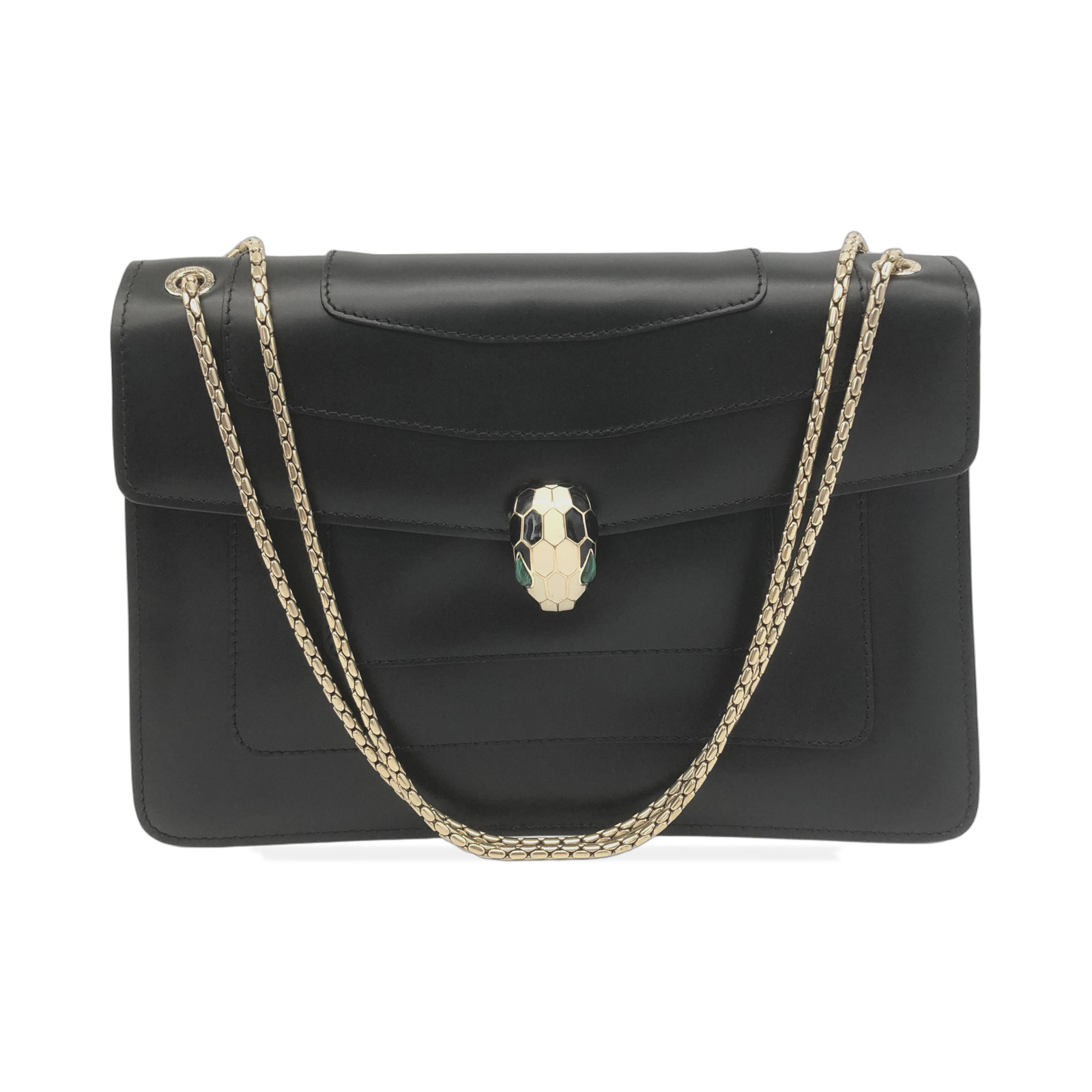 Bulgari Black Leather Serpenti Forever Shoulder Bag