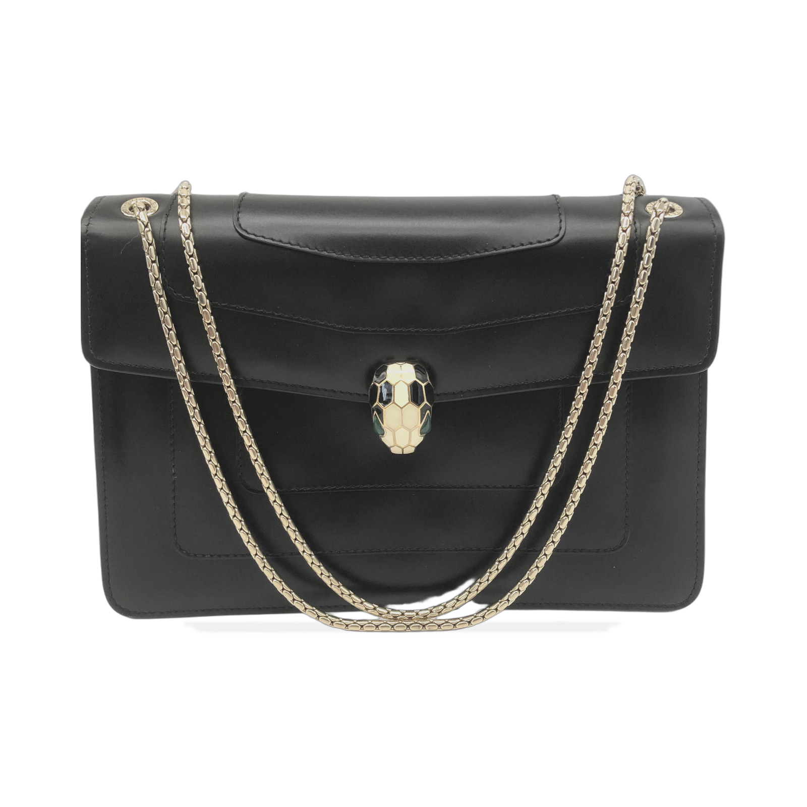 Bulgari Black Leather Serpenti Forever Shoulder Bag