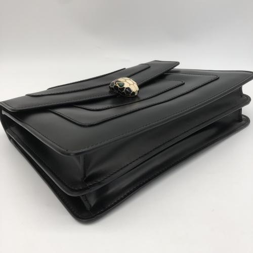 Bulgari Black Leather Serpenti Forever Shoulder Bag photo 3