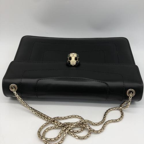 Bulgari Black Leather Serpenti Forever Shoulder Bag photo 5
