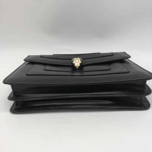 Bulgari Black Leather Serpenti Forever Shoulder Bag photo 6