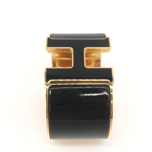 Hermès Clic Clac H Black Enamel Gold Plated Extra Wide Bracelet photo 3