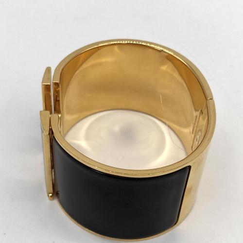 Hermès Clic Clac H Black Enamel Gold Plated Extra Wide Bracelet photo 4