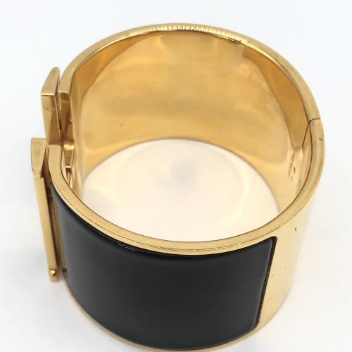Hermès Clic Clac H Black Enamel Gold Plated Extra Wide Bracelet photo 6