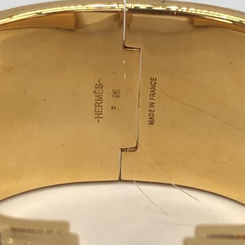 Hermès Clic Clac H Black Enamel Gold Plated Extra Wide Bracelet photo 7