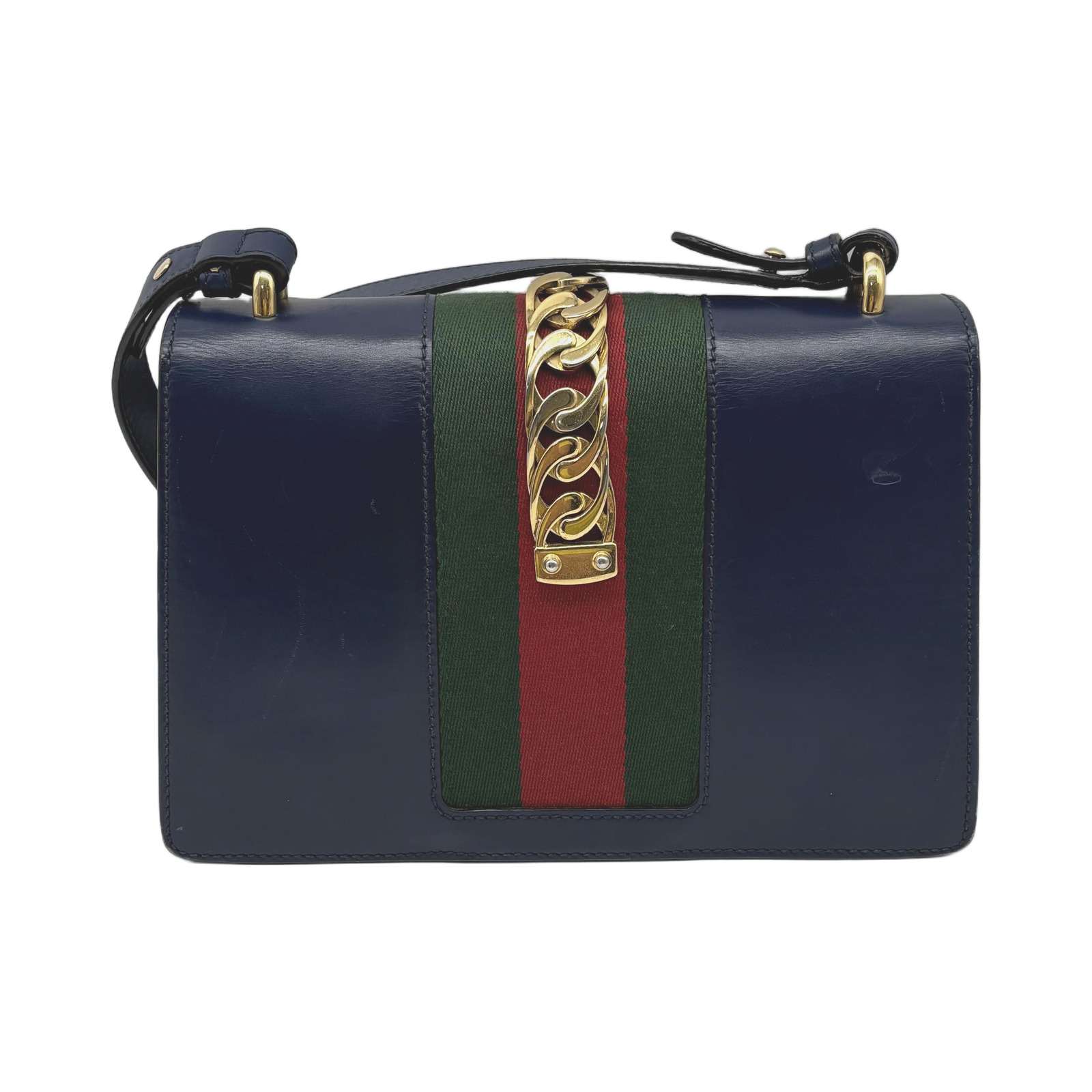 Gucci Navy Leather Sylvie Shoulder Bag photo 2