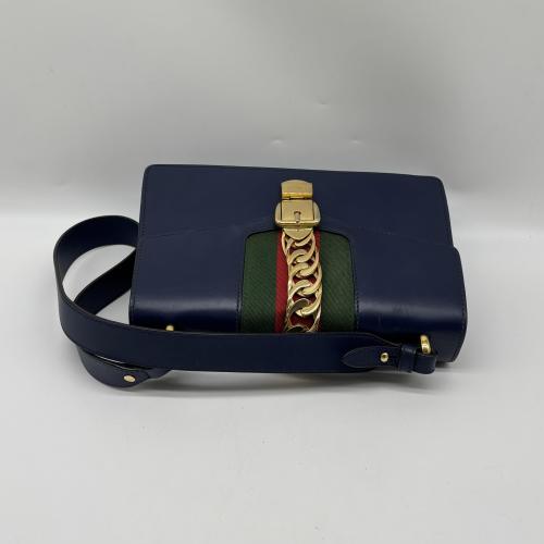 Gucci Navy Leather Sylvie Shoulder Bag photo 5