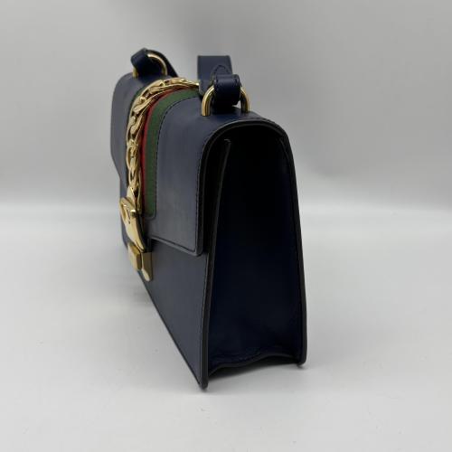 Gucci Navy Leather Sylvie Shoulder Bag photo 6
