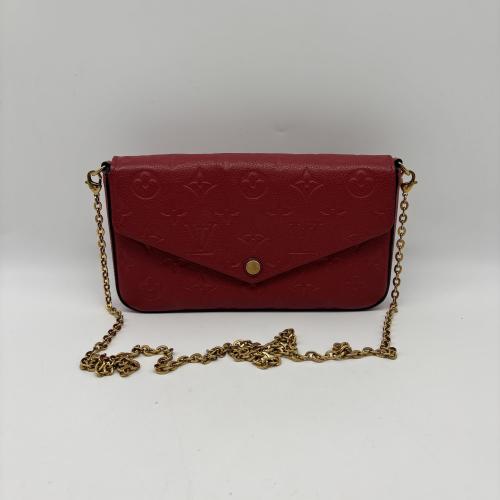 Louis Vuitton Red Leather Crossbody Bag With Chain