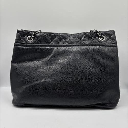 Chanel Black Leather Tote With Chain Accents photo 2