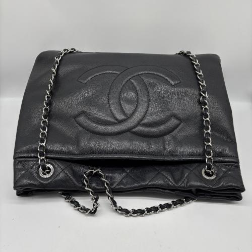Chanel Black Leather Tote With Chain Accents photo 7