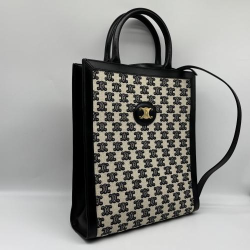 Celine Cabas Vertical Small Tote In Canvas photo 5