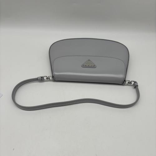 Prada Mini Cleo Leather Shoulder Bag In Grey photo 5