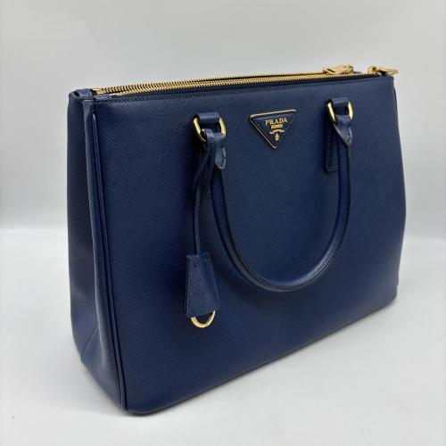 Prada Saffiano Leather Navy Blue Handbag photo 6