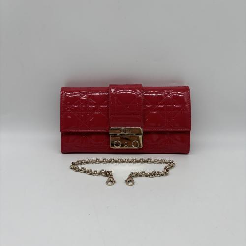 Christian Dior Red Patent Leather Wallet On Chain