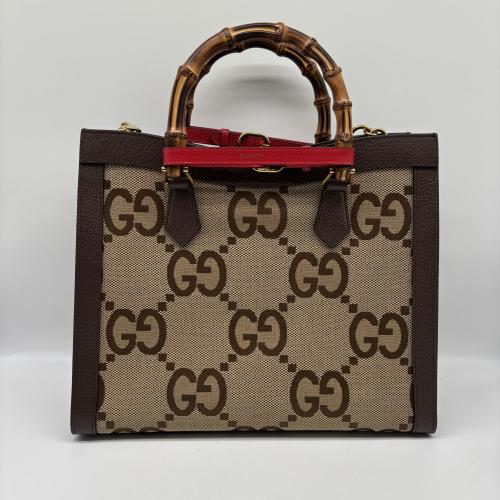 Gucci Brown Gg Canvas Bamboo Handle Tote photo 2