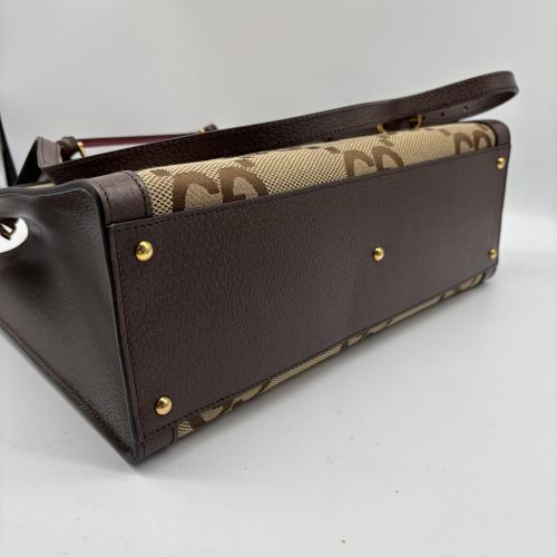 Gucci Brown Gg Canvas Bamboo Handle Tote photo 3