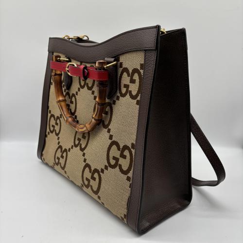Gucci Brown Gg Canvas Bamboo Handle Tote photo 5
