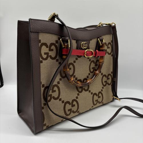 Gucci Brown Gg Canvas Bamboo Handle Tote photo 6