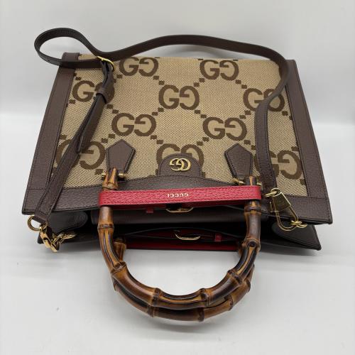 Gucci Brown Gg Canvas Bamboo Handle Tote photo 7