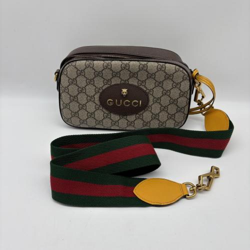 Gucci Brown Gg Canvas Camera Bag