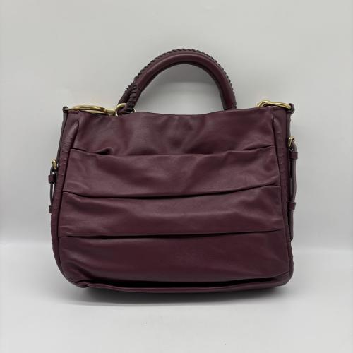 Christian Dior Burgundy Pleated Leather Hobo Bag